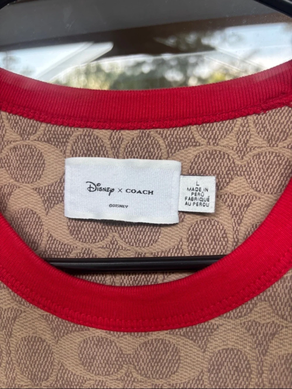 Disney Coach-Inspired Brown Logo Mickey Short Sleeve Tee with Red Trim - Picture 2 of 5